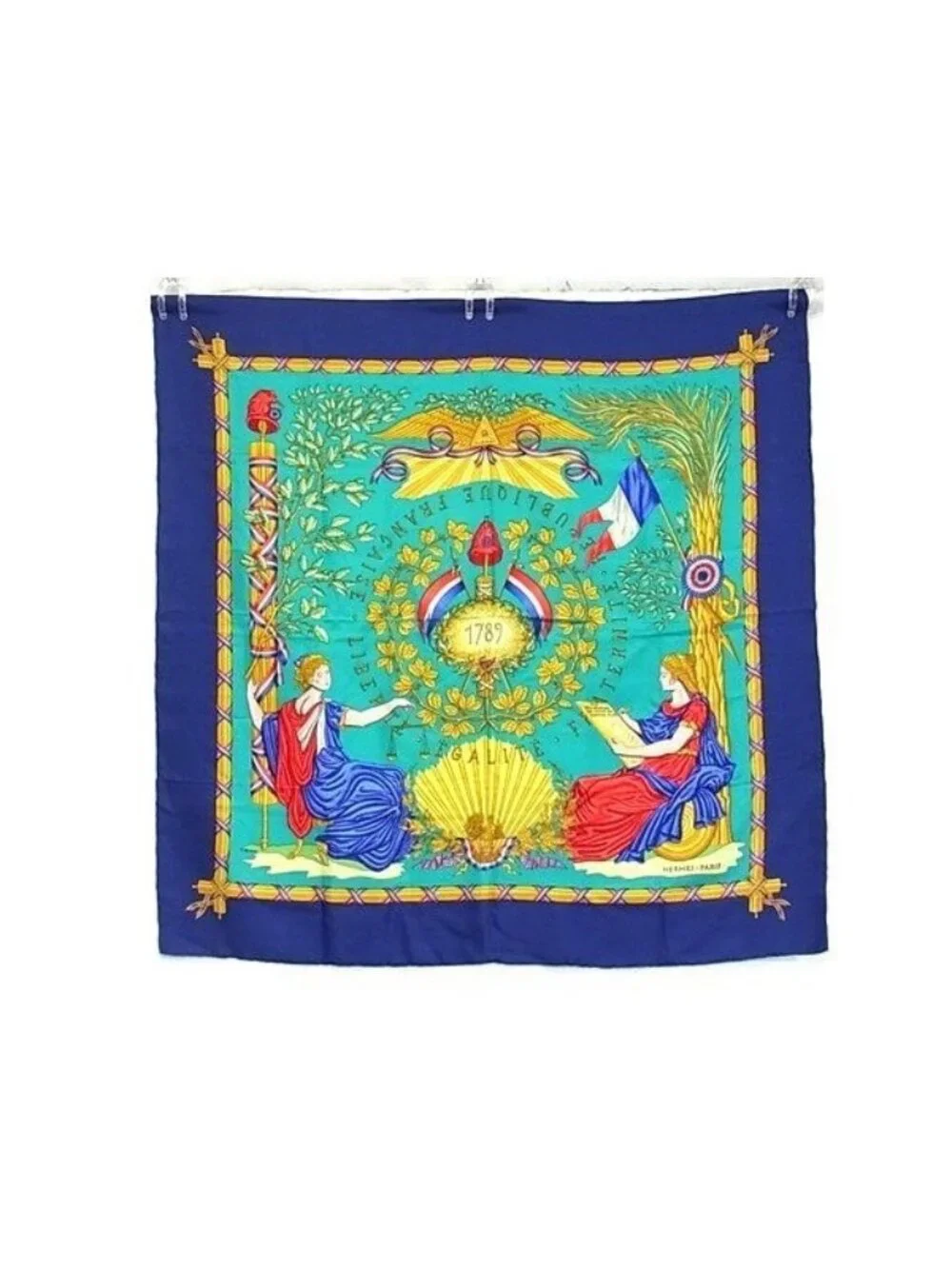 Hermes Liberte Egalite Fraternite Republique Francaise Carre 90 Scarf - Picture 1 of 5